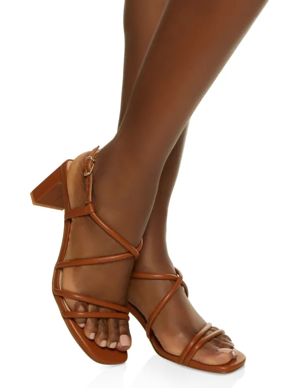 Square Toe Strappy Block Heel Sandals sold by Rainbow