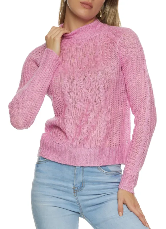 Cable Knit Mock Neck Sweater sold by Rainbow