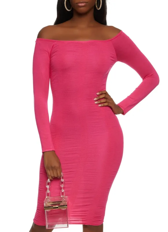 Ribbed Off the Shoulder Sweater Dress sold by Rainbow