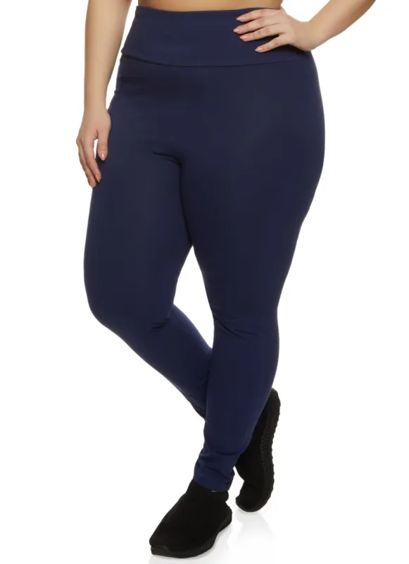 Plus Size Stretch Cotton High Waist Leggings sold by Rainbow