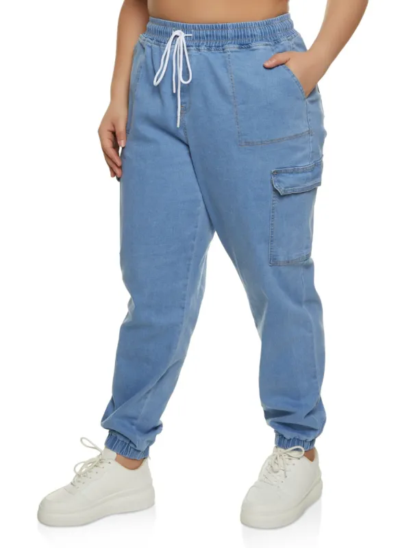 Plus Size WAX Denim Joggers sold by Rainbow