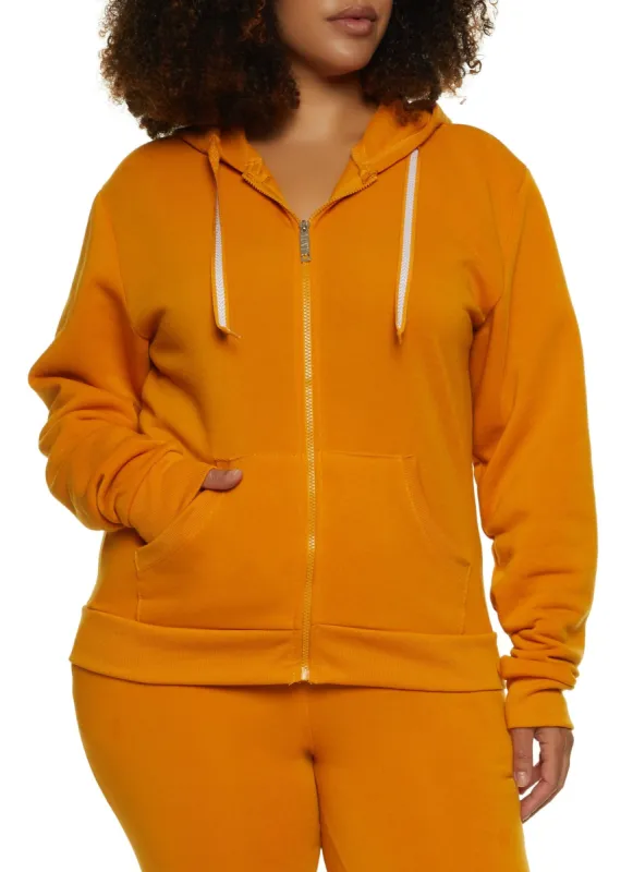 Plus Size Fleece Zip Front Hoodie sold by Rainbow