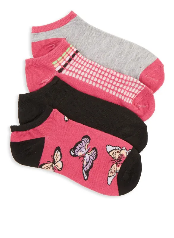 Assorted Butterfly Ankle Socks 4 Pack Size 9-11 sold by Rainbow