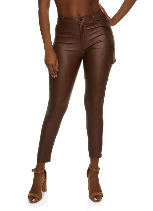 Faux Leather Cargo Pocket Skinny Pants sold by Rainbow
