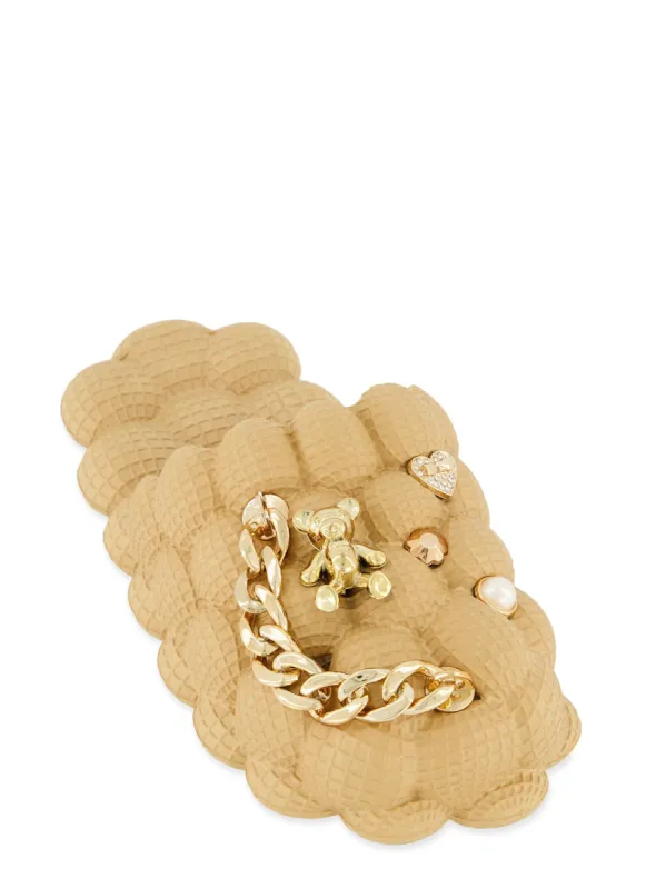 Metallic Rhinestone Charm Bubble Slides sold by Rainbow