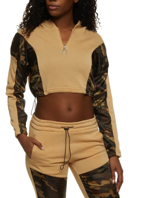 Cropped Camo Color Block Pullover Hoodie sold by Rainbow