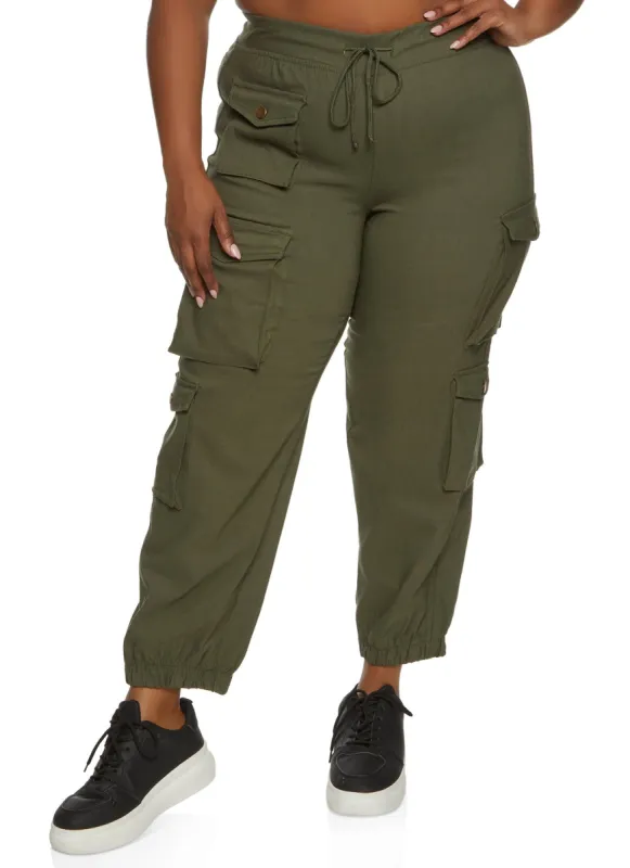 Plus Size Hyperstretch Cargo Pocket Joggers sold by Rainbow