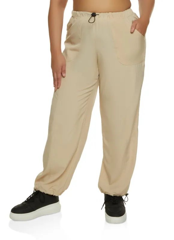 Plus Size Toggle Waist Parachute Pants sold by Rainbow