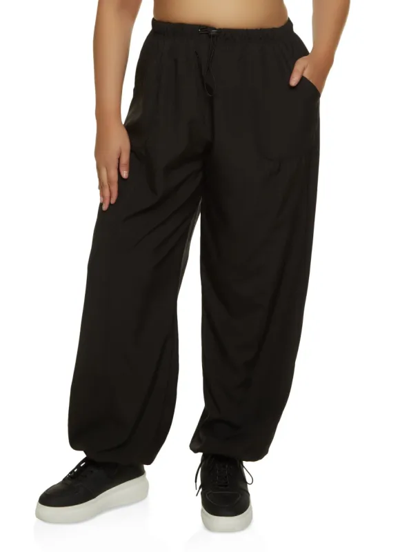 Plus Size Toggle Waist Parachute Pants sold by Rainbow