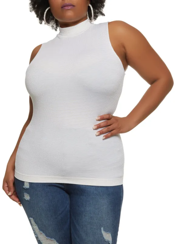 Plus Size Lurex Seamless Mock Neck Tank Top sold by Rainbow
