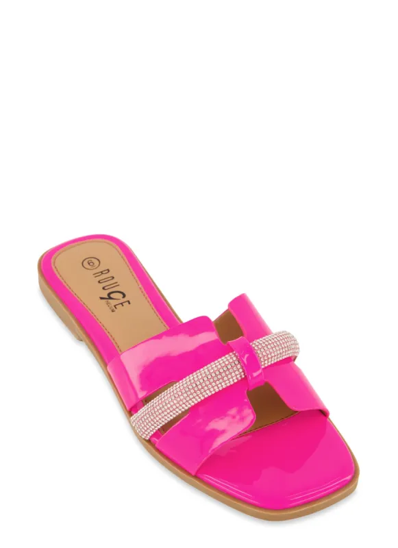 Rhinestone Cut Out Band Slide Sandals sold by Rainbow