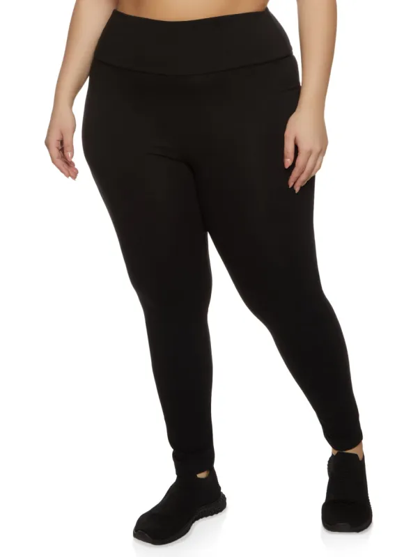 Plus Size Stretch Cotton High Waist Leggings sold by Rainbow