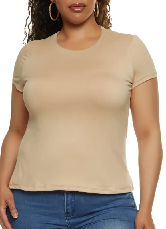 Plus Size Soft Knit Crew Neck Tee sold by Rainbow