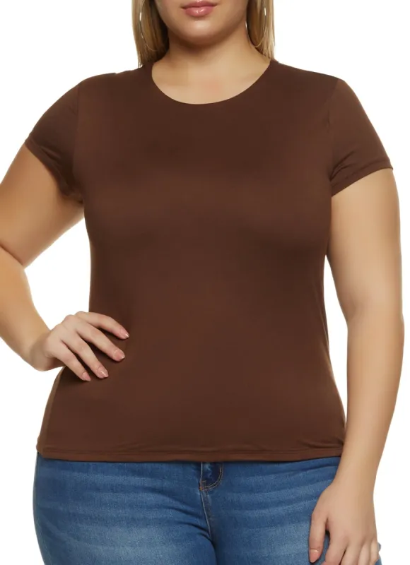 Plus Size Soft Knit Crew Neck Tee sold by Rainbow
