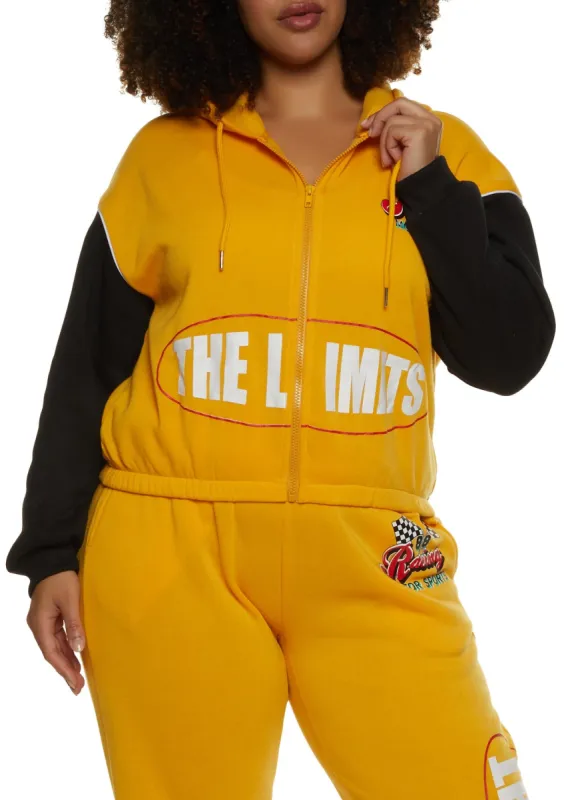 Plus Size Racing Motor Sports Graphic Zip Front Hoodie sold by Rainbow