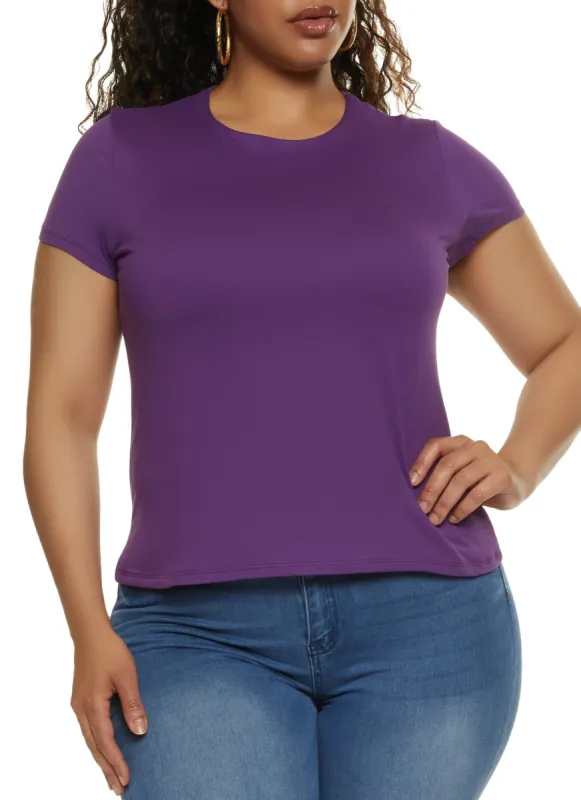 Plus Size Soft Knit Crew Neck Tee sold by Rainbow