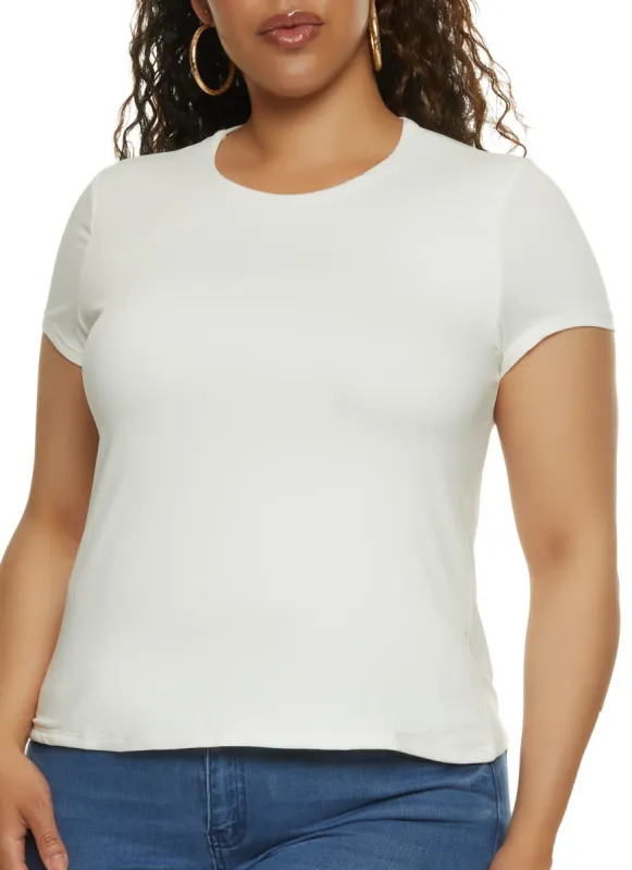 Plus Size Soft Knit Crew Neck Tee sold by Rainbow