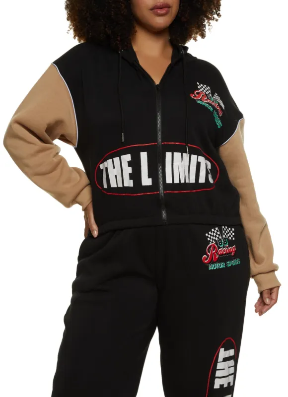 Plus Size Racing Motor Sports Graphic Zip Front Hoodie sold by Rainbow