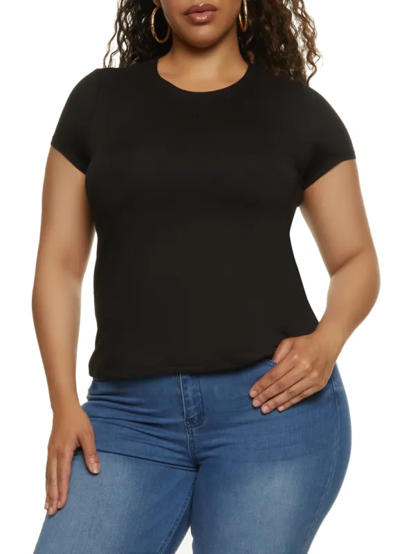 Plus Size Soft Knit Crew Neck Tee sold by Rainbow