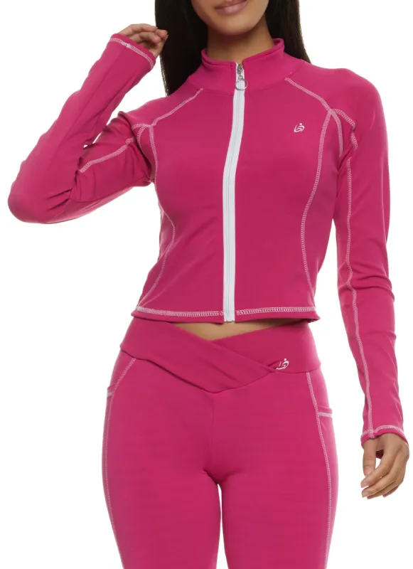 Decorative Stitch Cropped Track Jacket sold by Rainbow