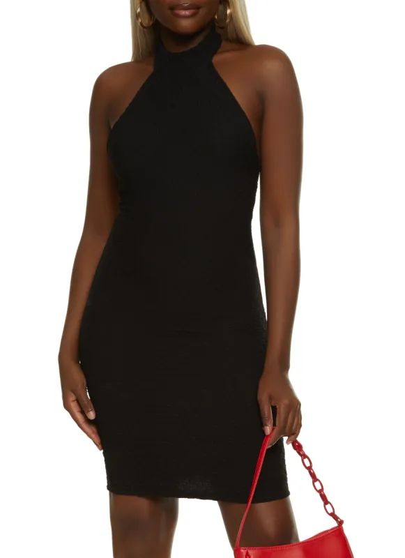 Crepe Knit Halter Bodycon Dress sold by Rainbow