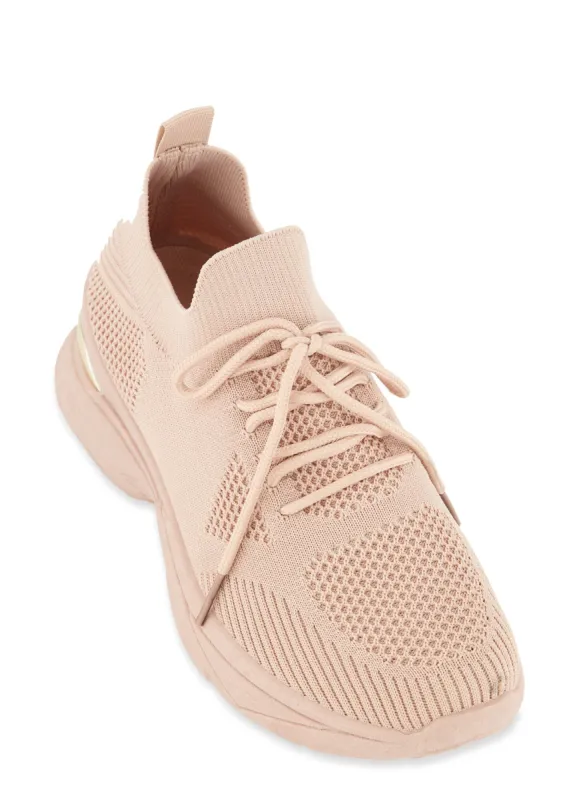 Textured Knit Metallic Detail Lace Up Sneakers sold by Rainbow