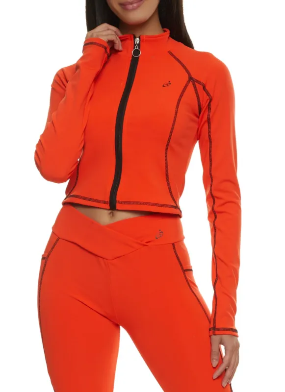 Decorative Stitch Cropped Track Jacket sold by Rainbow