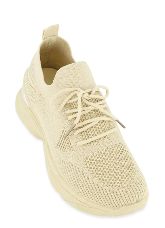 Textured Knit Metallic Detail Lace Up Sneakers sold by Rainbow