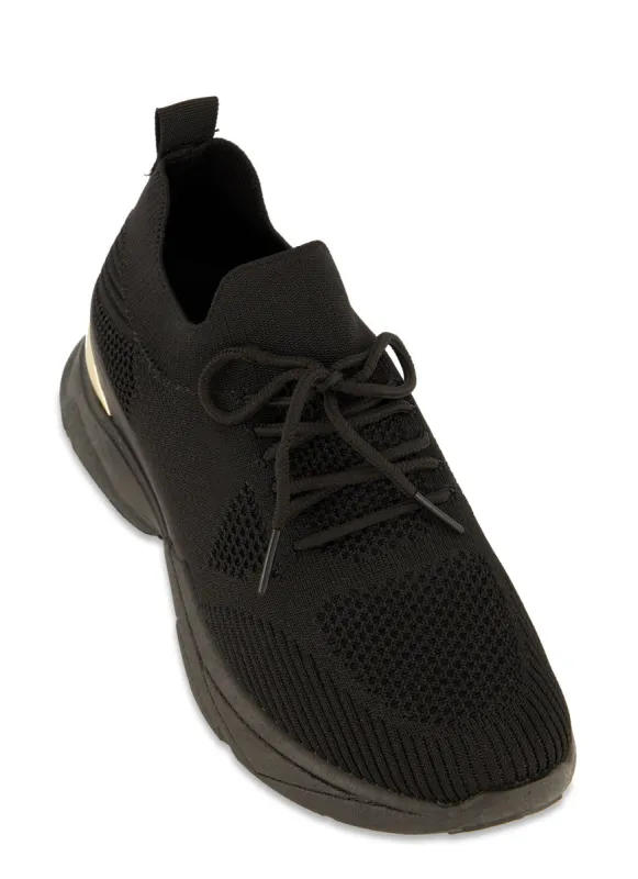 Textured Knit Metallic Detail Lace Up Sneakers sold by Rainbow