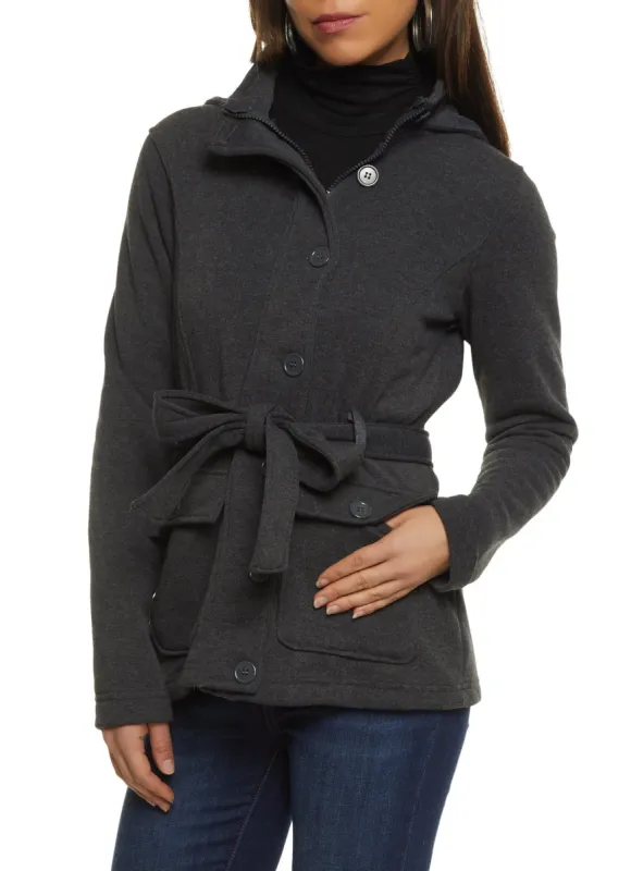 Tie Waist Belted Button Front Coat sold by Rainbow