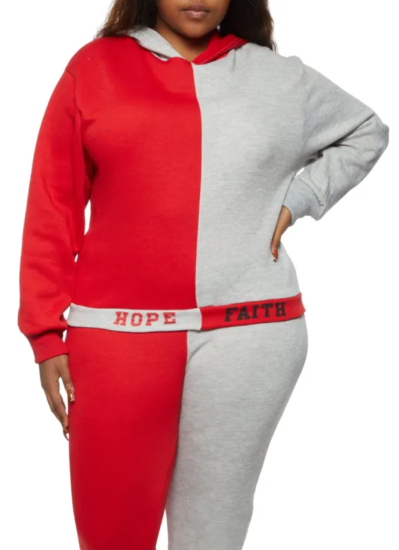 Plus Size Faith Two Tone Hoodie sold by Rainbow