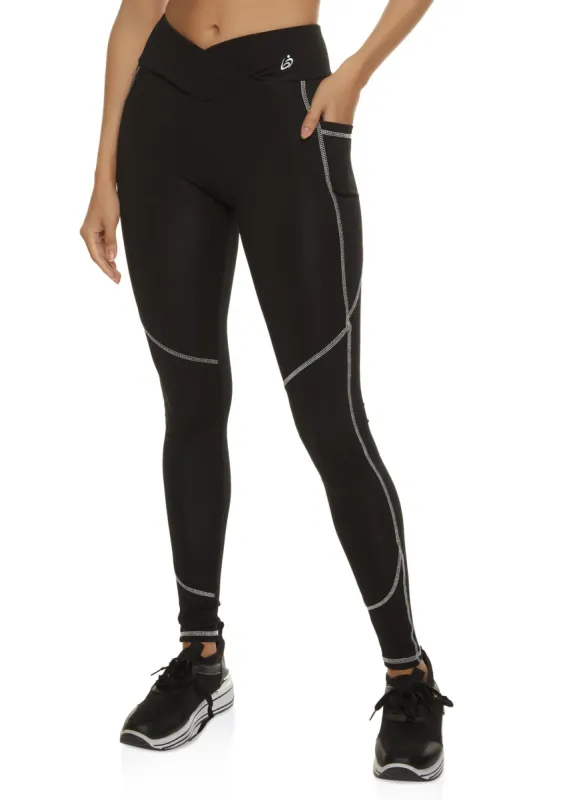 Decorative Stitch Crossover Leggings sold by Rainbow