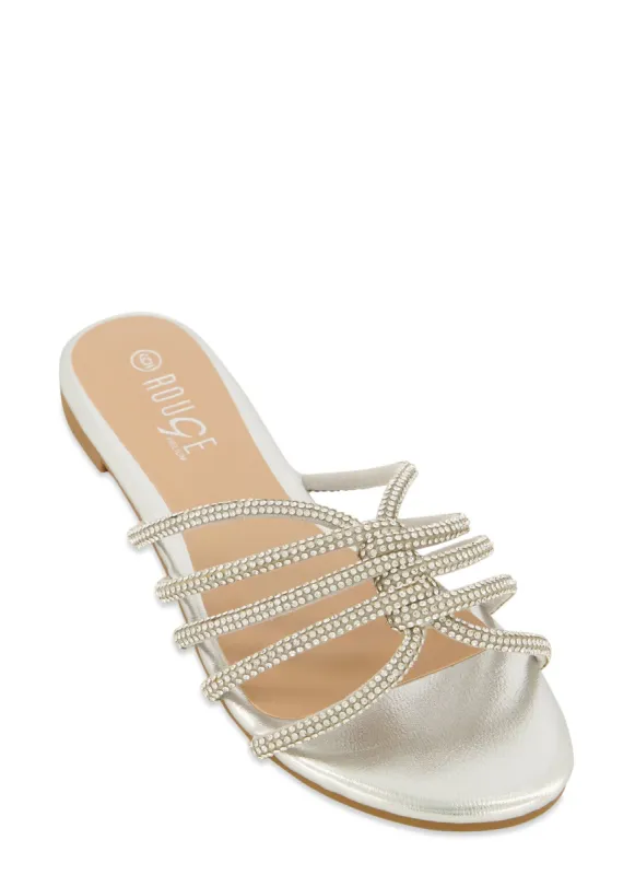 Rhinestone Criss Cross Strappy Slide Sandals sold by Rainbow