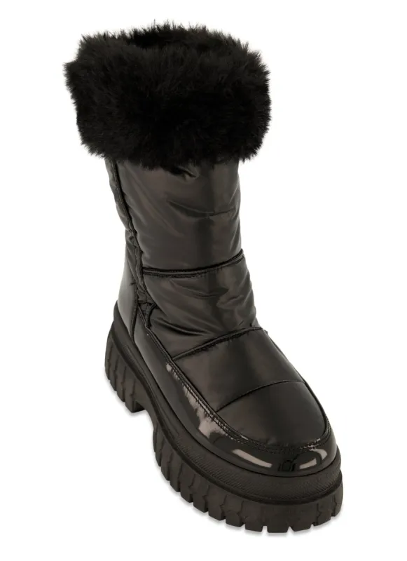 Faux Fur Side Zip Platform Snow Boots sold by Rainbow