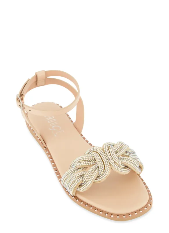 Rhinestone Twist Band Buckle Strap Sandals sold by Rainbow