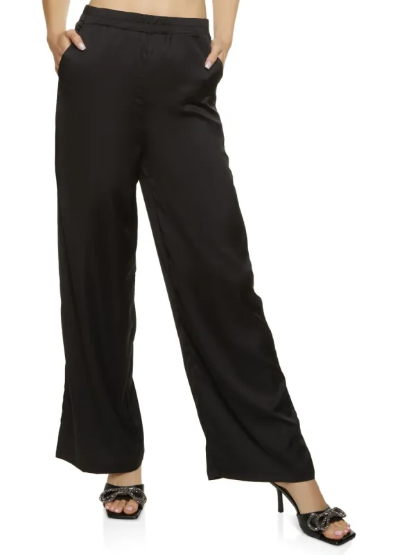 Satin High Waist Wide Leg Pants sold by Rainbow