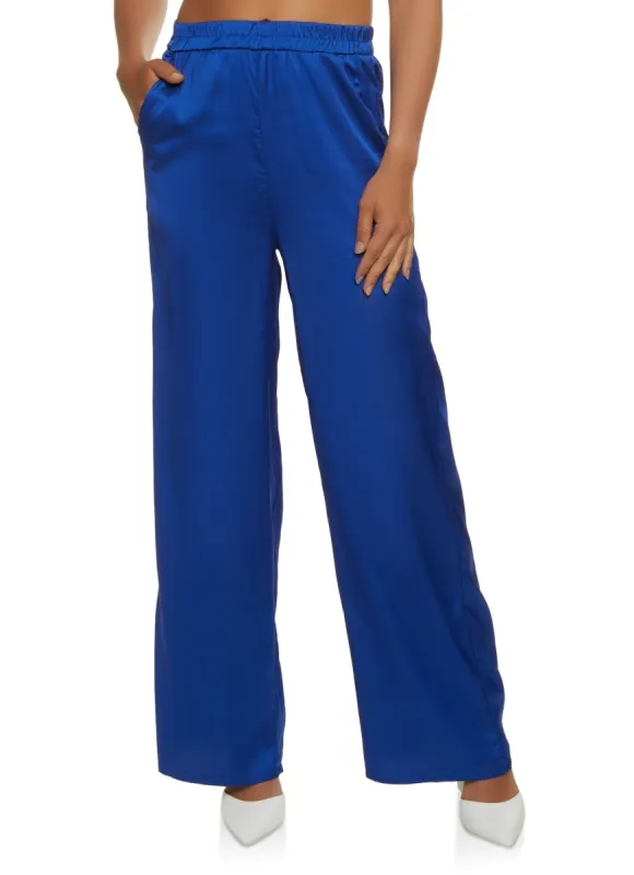 Satin High Waist Wide Leg Pants sold by Rainbow