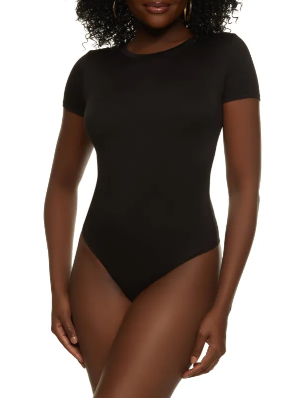 Solid Crew Neck Short Sleeve Bodysuit sold by Rainbow