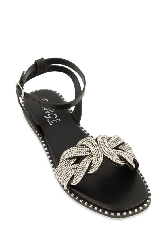 Rhinestone Twist Band Buckle Strap Sandals sold by Rainbow