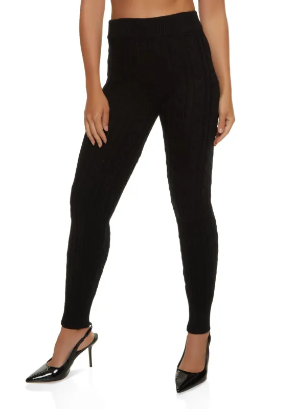 Cable Knit High Waist Leggings sold by Rainbow