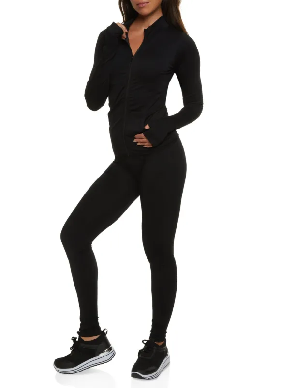 Seamless Solid Track Jacket and Leggings Set sold by Rainbow