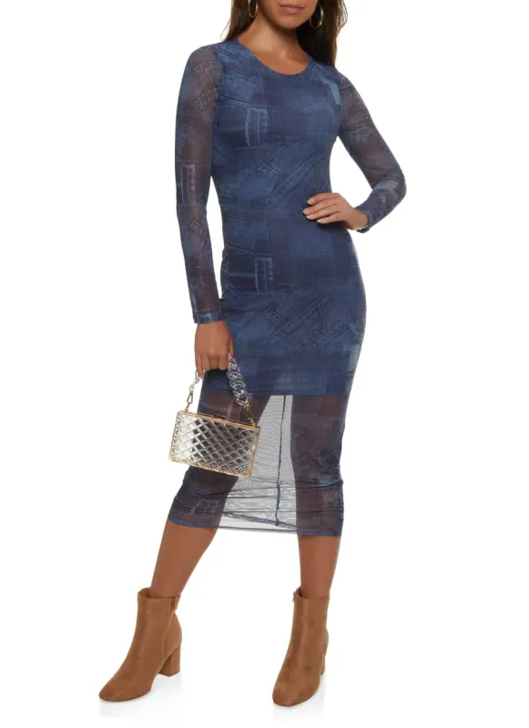 Floral Print Mesh Bodycon Dress sold by Rainbow