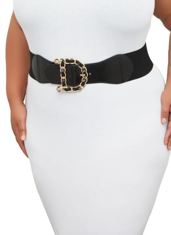 Plus Size Embellished D Buckle Stretch Belt sold by Rainbow