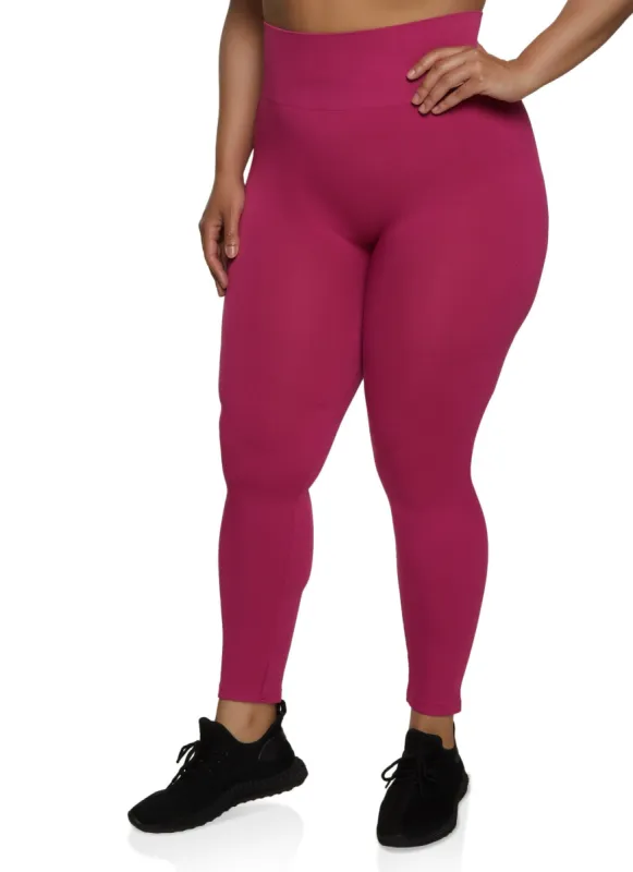Plus Size Seamless High Waist Textured Knit Leggings sold by Rainbow