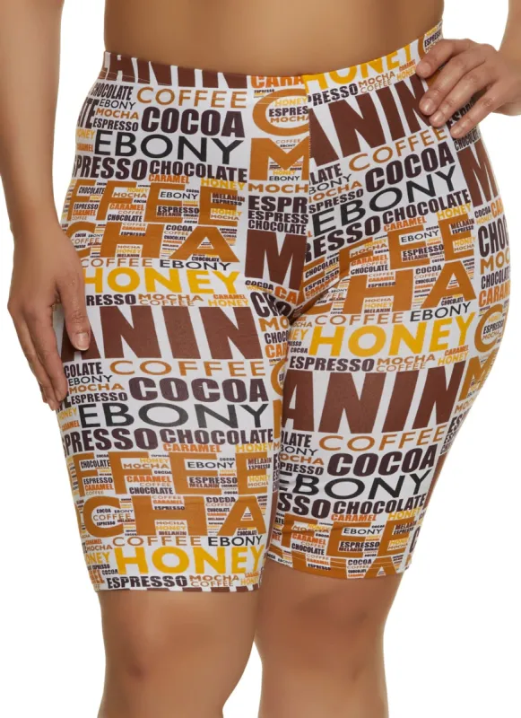 Plus Size Melanin Graphic Text Print Shorts sold by Rainbow