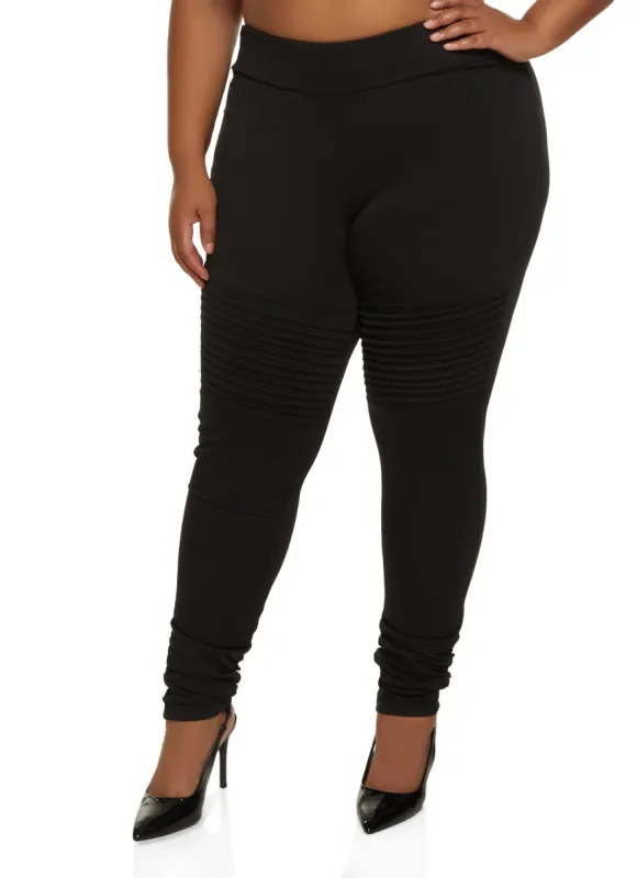 Plus Size Moto Stacked Pants sold by Rainbow