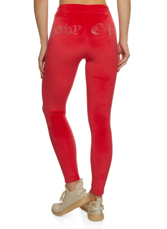 Velour Baby Girl Rhinestone Studded Leggings sold by Rainbow
