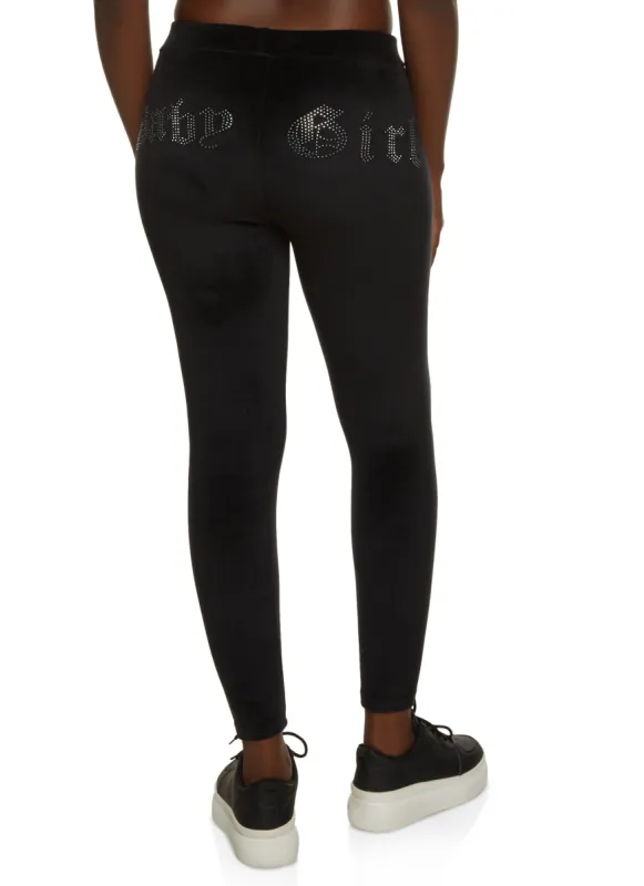 Velour Baby Girl Rhinestone Studded Leggings sold by Rainbow