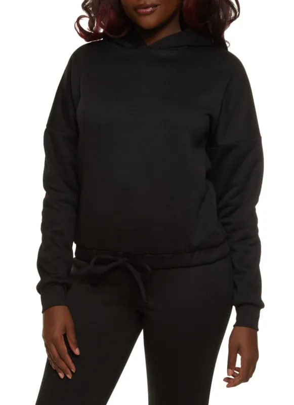 Fleece Faux Drawstring Pullover Hoodie sold by Rainbow