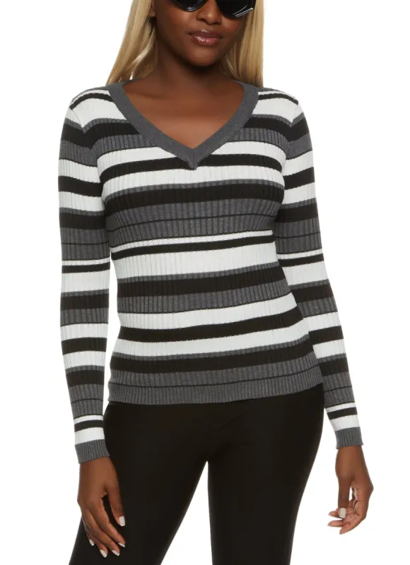 Striped V Neck Sweater sold by Rainbow
